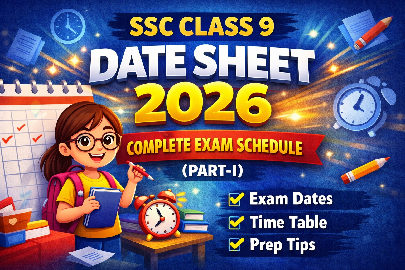 SSC Class 9 Date Sheet 2026 – Complete Exam Schedule (Part-I)